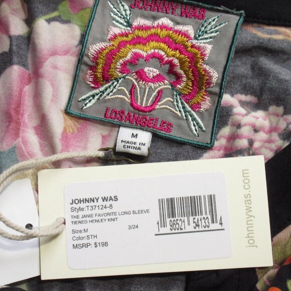 NWT Johnny Was Janie Favorite Long Sleeve Tiered Henley Stretch Jersey Dress M - Picture 7 of 8